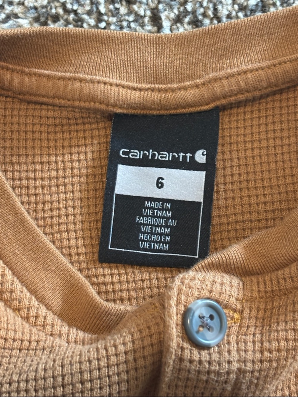 Carhartt Kids Long-Sleeve Waffle Henley in Caramel Brown - Picture 2 of 7